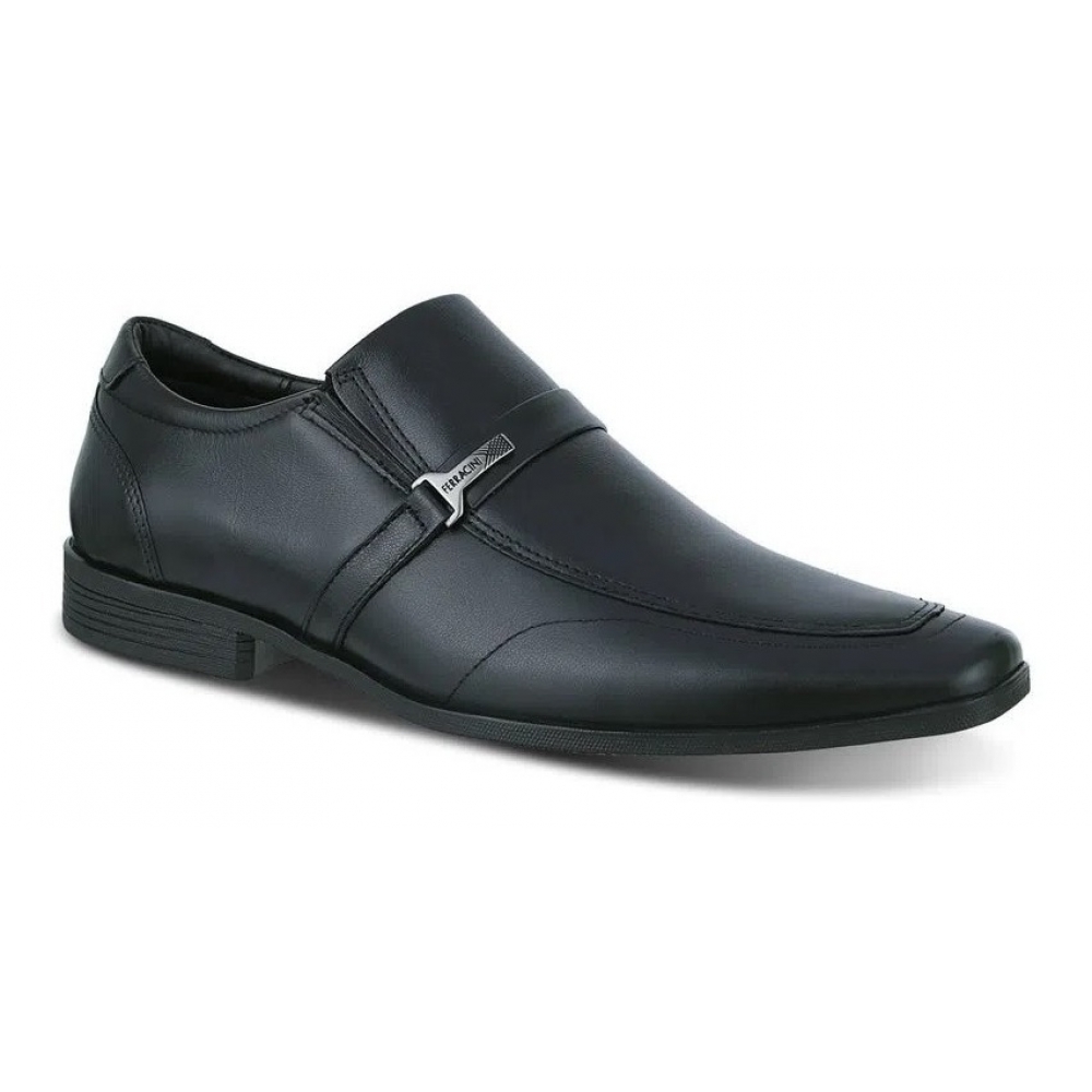 Sapato Social Masculino Couro Ferracini Bico Quadrado Masculino 4076281 - Preto